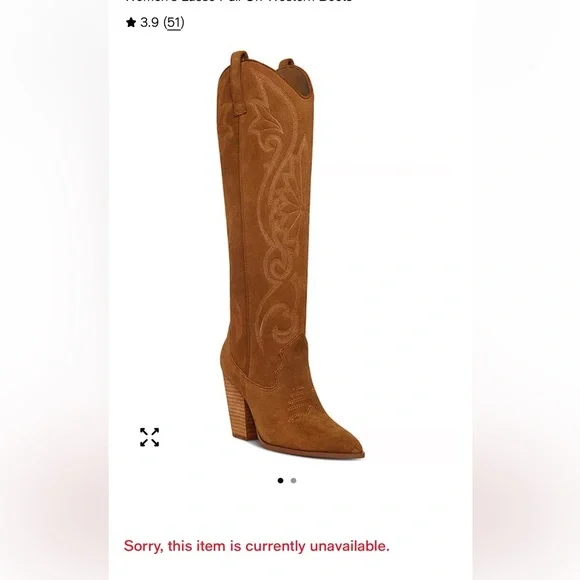 Steve Madden Lasso Pointed Toe Chunky Heel Knee-high Brown Cowboy Boots 8 - Picture 8 of 15